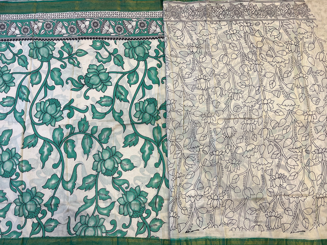 Hayagrivas Sandal Kalamkari Saree SSCBF73E35