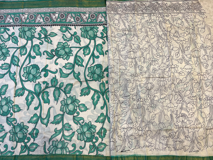 Hayagrivas Sandal Kalamkari Saree SSCBF73E35