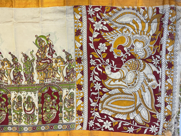 Hayagrivas Sandal Kalamkari Saree SSCBF73E3-2