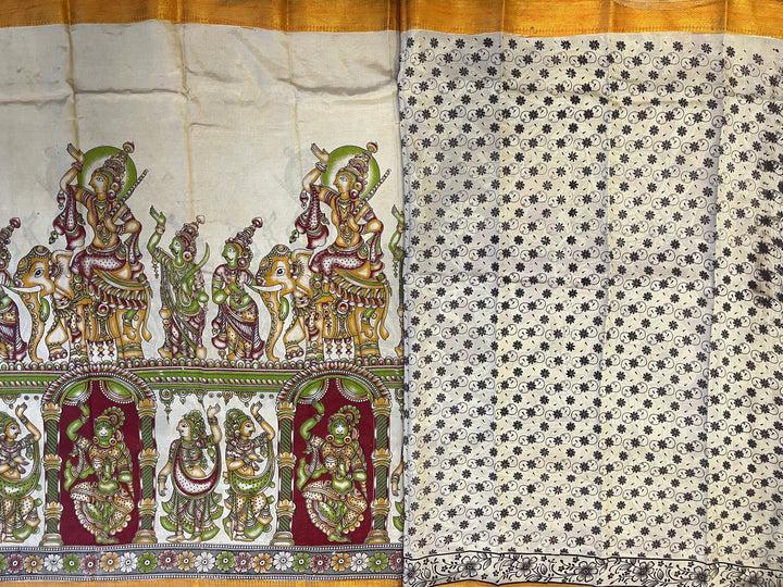 Hayagrivas Sandal Kalamkari Saree SSCBF73E3-2