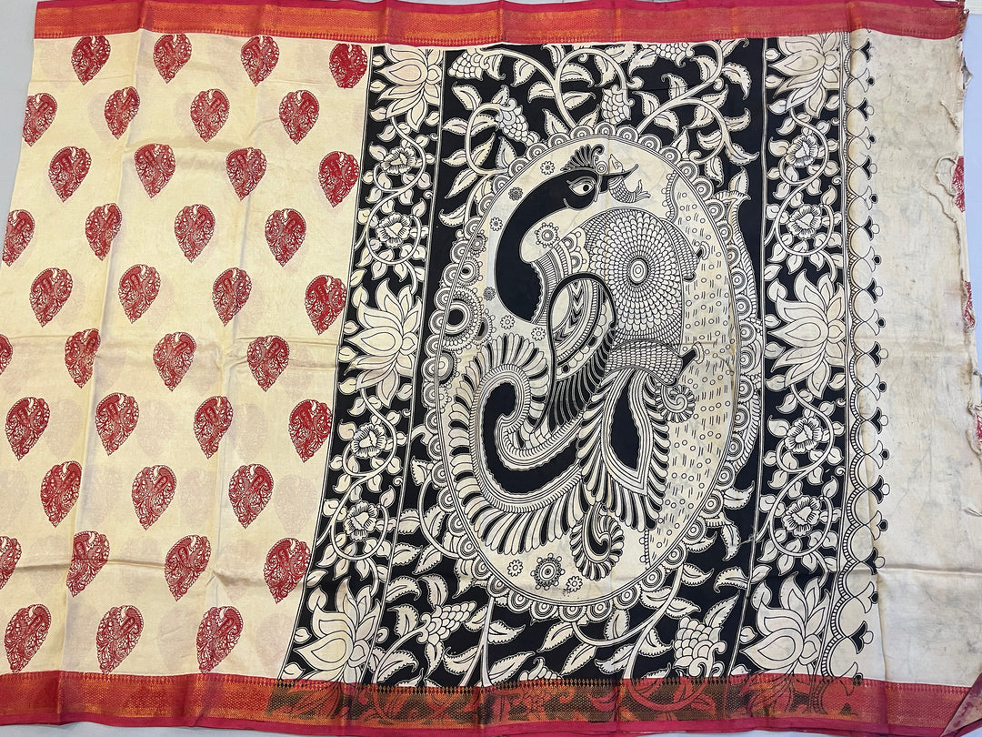 Hayagrivas Sandal Kalamkari Saree SSCBF73E3-3