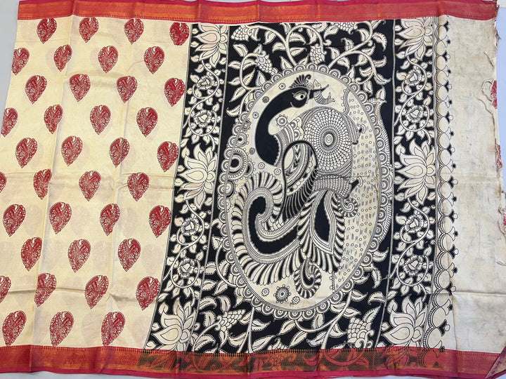Hayagrivas Sandal Kalamkari Saree SSCBF73E3-3
