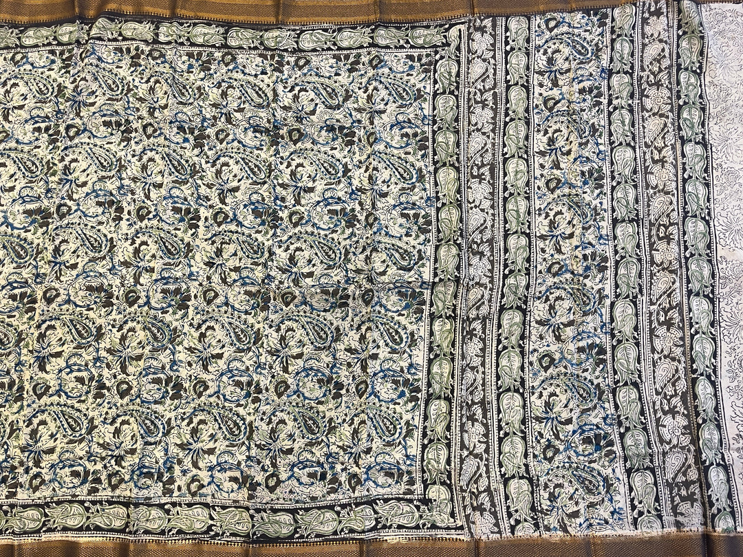 Hayagrivas Ivory Kalamkari Saree SSCBF73E4-5
