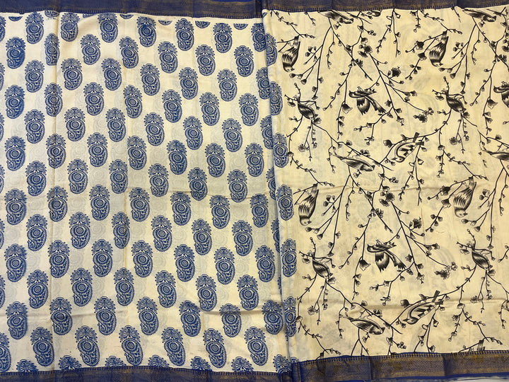 Hayagrivas Ivory Kalamkari Saree SSCBF73E3-8