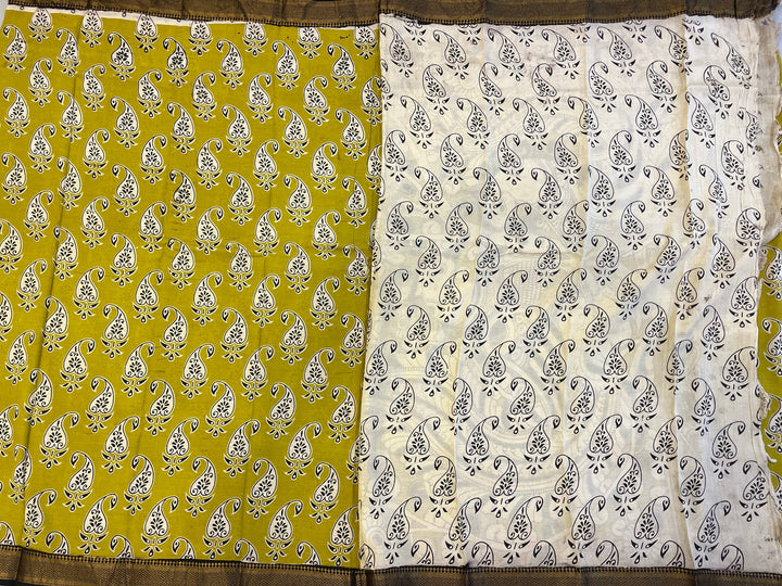 Hayagrivas Lime Green & Blue Kalamkari Sarees