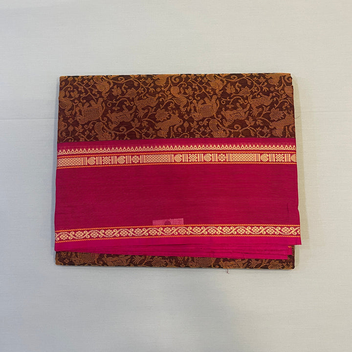 Hayagrivas Brown Chettinad Cotton Saree SSCBF63E9-3