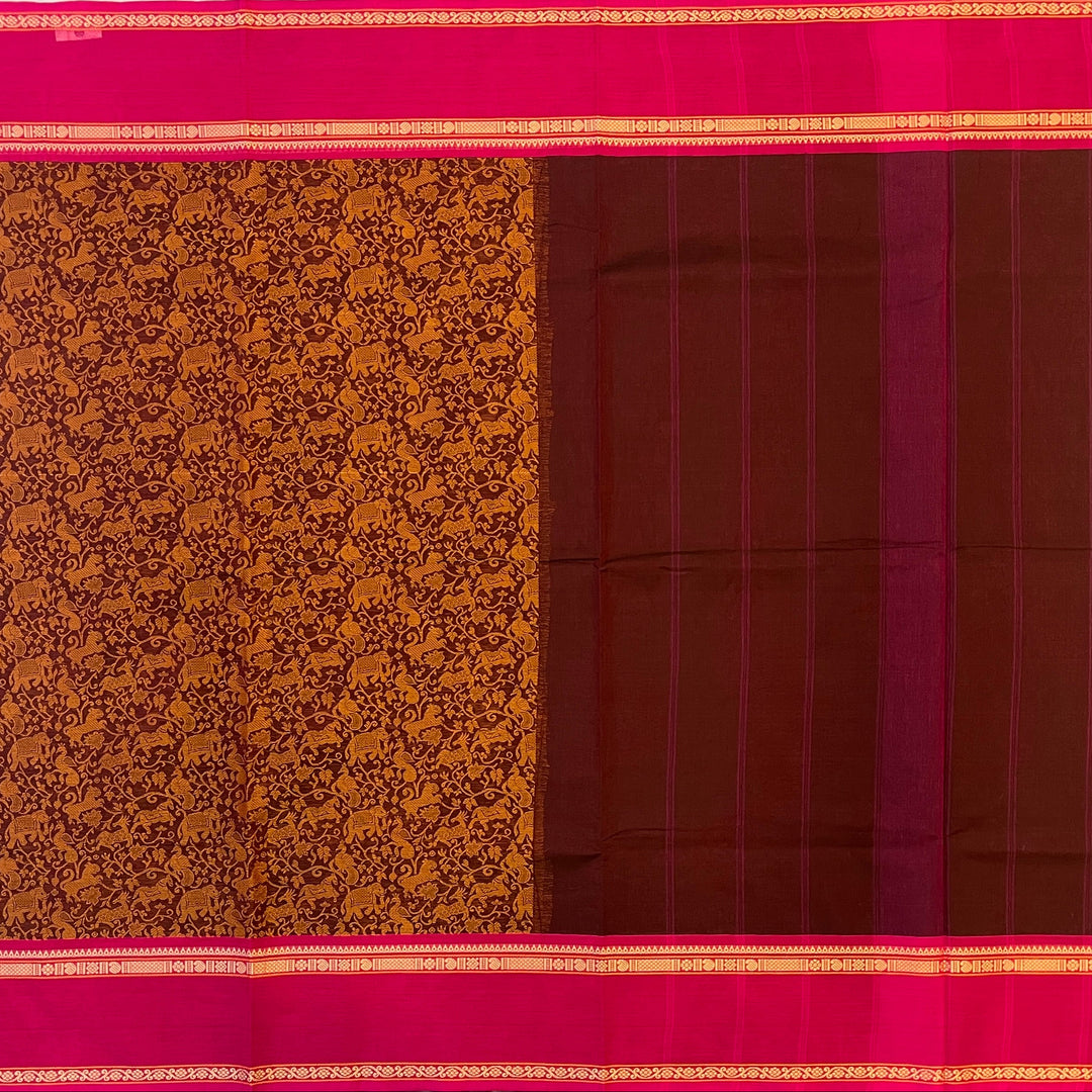 Hayagrivas Brown Chettinad Cotton Saree SSCBF63E9-3