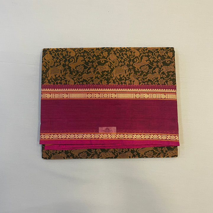 Hayagrivas Bottle Green Chettinad Cotton Saree SSCBF63E9-4