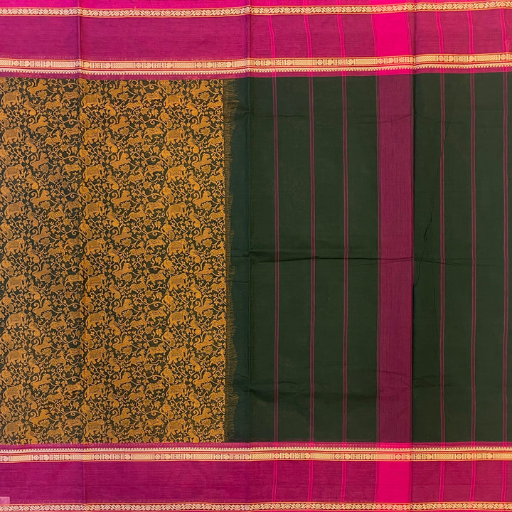 Hayagrivas Bottle Green Chettinad Cotton Saree SSCBF63E9-4