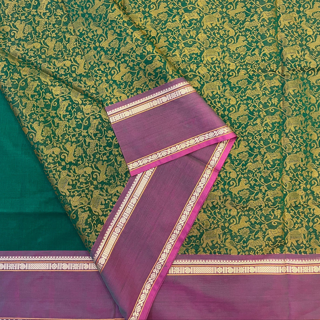 Hayagrivas Green Chettinad Cotton Saree SSCBF63E9-2