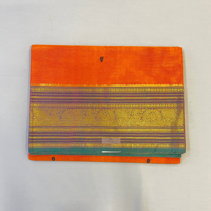 Hayagrivas Orange Chettinad Cotton Saree SSCBF63E4-5