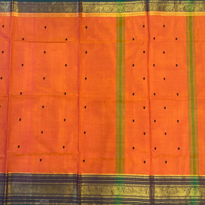 Hayagrivas Orange Chettinad Cotton Saree SSCBF63E4-5