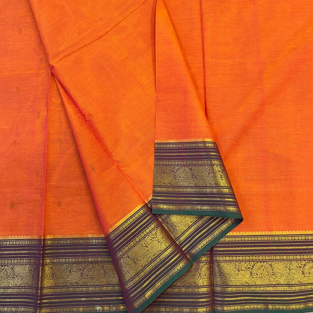 Hayagrivas Orange Chettinad Cotton Saree SSCBF63E4-5