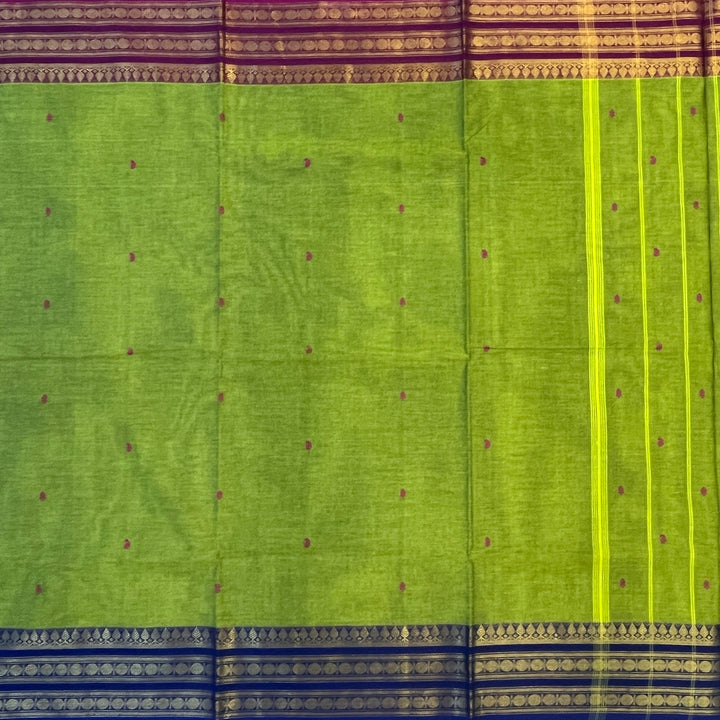 Hayagrivas Olive Green Chettinad Cotton Saree SSCBF63E7-15