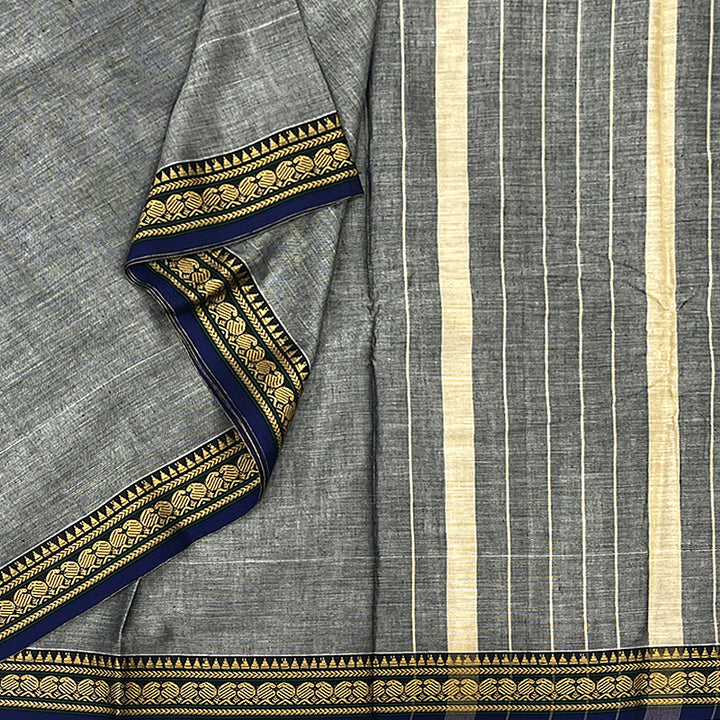 Hayagrivas Grey Handloom Chettinad Cotton Saree KBE1558K3-8