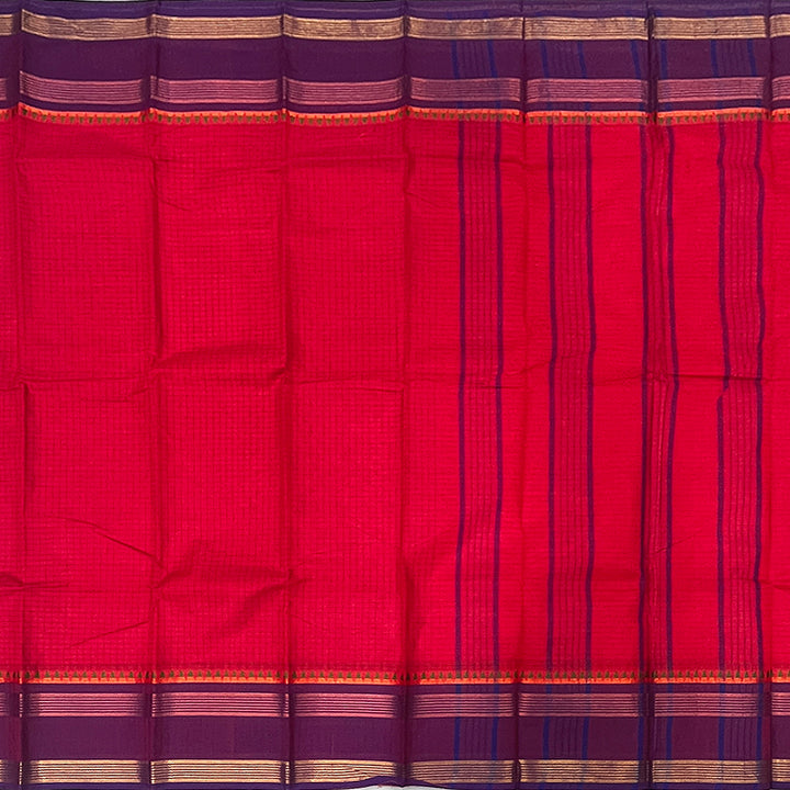 Hayagrivas Red Handloom Chettinad Cotton Saree KSBE3H16-1