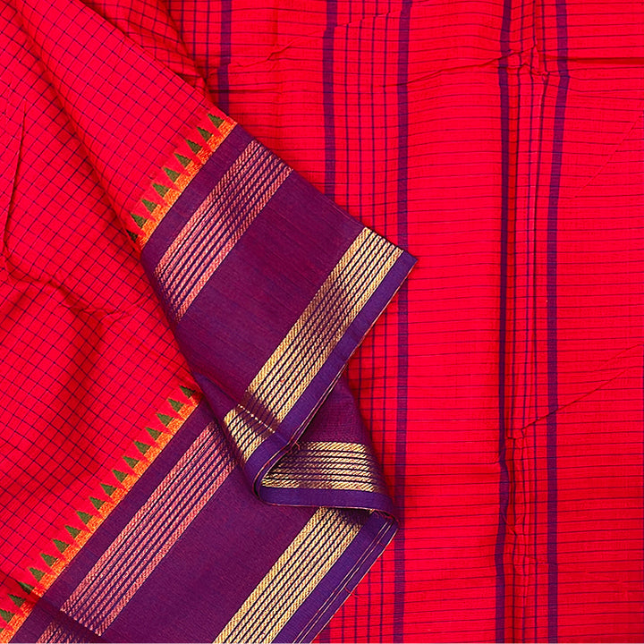 Hayagrivas Red Handloom Chettinad Cotton Saree KSBE3H16-1