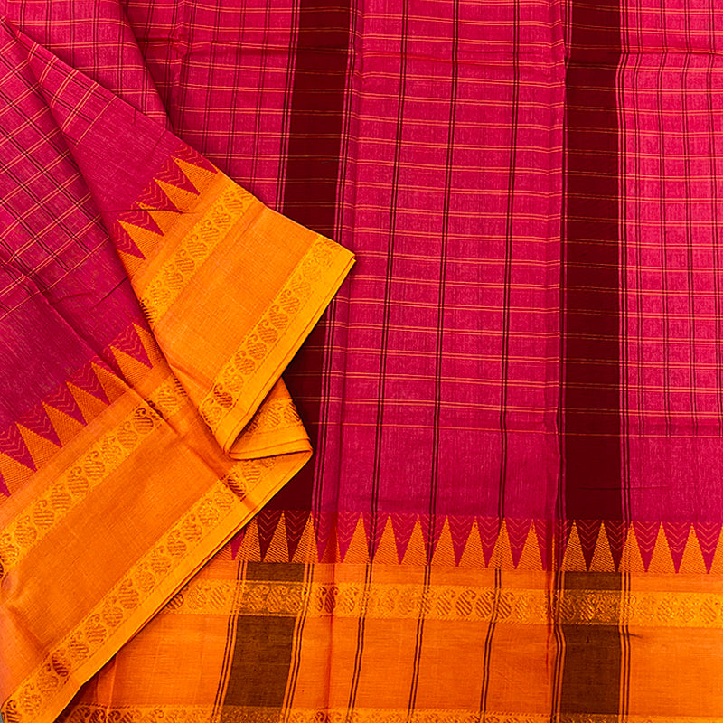 Hayagrivas Pink Handloom Chettinad Cotton Saree KSBE3H17-5