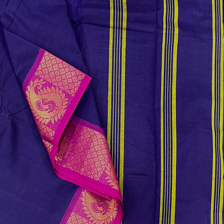 Hayagrivas Dark Blue Handloom Chettinad Cotton Saree KSBE3H10-4