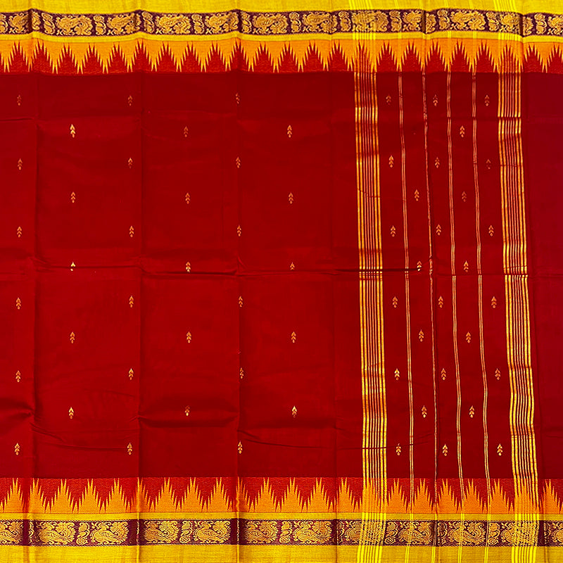 Hayagrivas Maroon Handloom Chettinad Cotton Saree KSBE1H7-11
