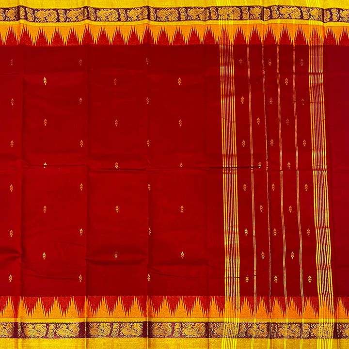 Hayagrivas Maroon Handloom Chettinad Cotton Saree KSBE1H7-11