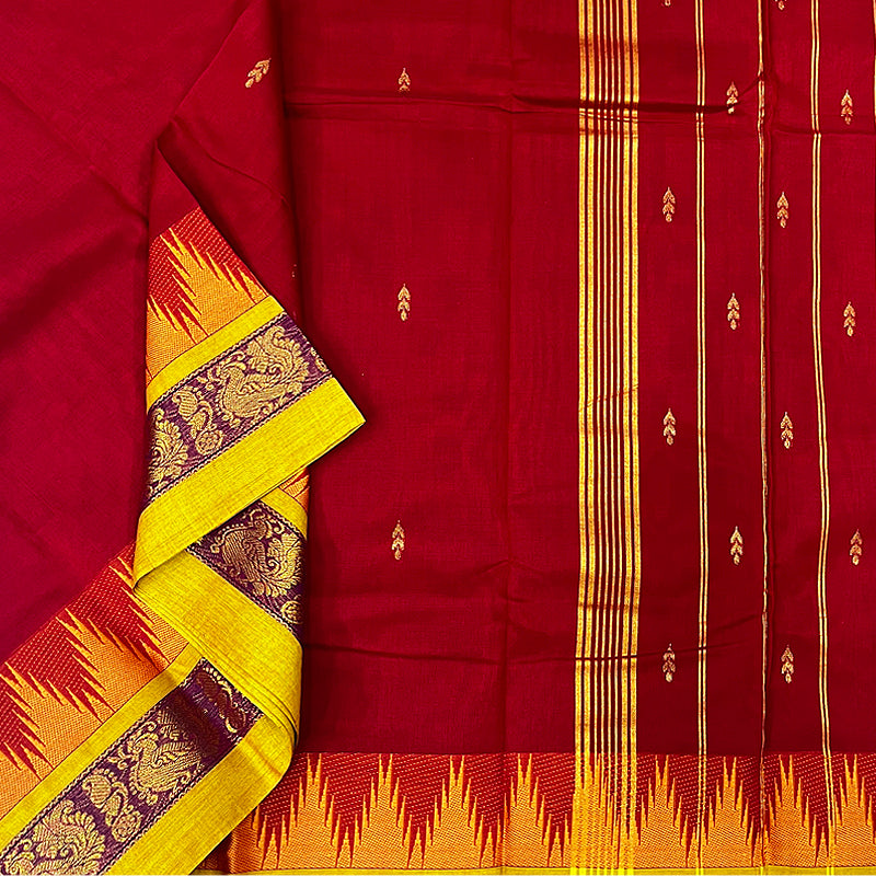 Hayagrivas Maroon Handloom Chettinad Cotton Saree KSBE1H7-11