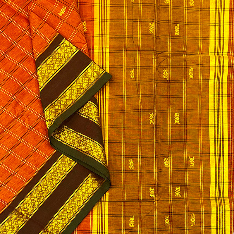 Hayagrivas Turmeric Yellow Handloom Chettinad Cotton Saree KSBE1H6-1