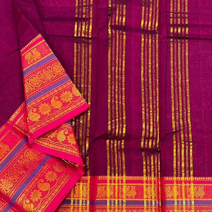 Hayagrivas Purple Handloom Chettinad Cotton Saree KSBE3H15-6