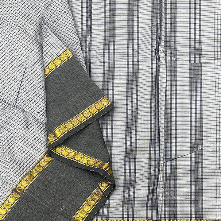 Hayagrivas Light Grey Handloom Chettinad Cotton Saree KSBE3H18-6