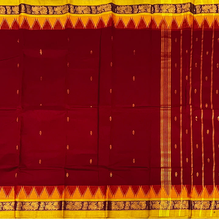 Hayagrivas Maroon Handloom Chettinad Cotton Saree KSBE1H7-8