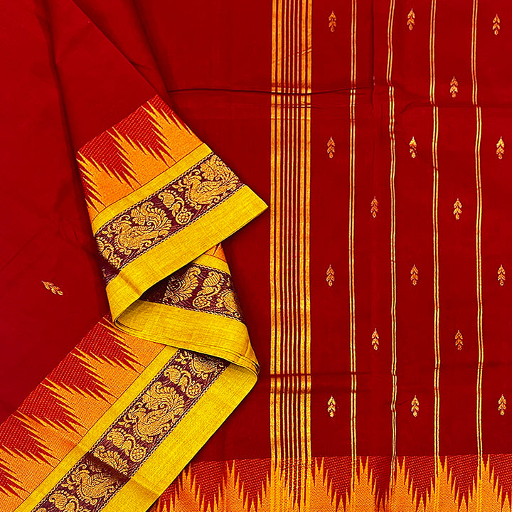 Hayagrivas Maroon Handloom Chettinad Cotton Saree KSBE1H7-8