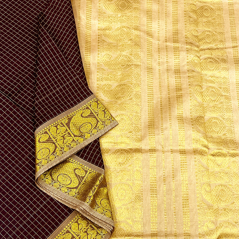 Hayagrivas Deep Wine Semi Silk Cotton Saree SSCBF64E4-3