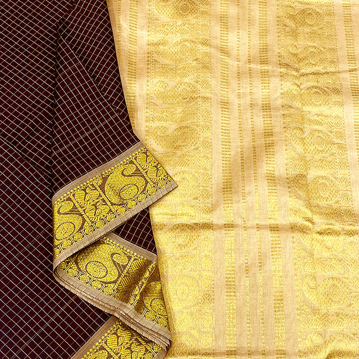 Hayagrivas Deep Wine Semi Silk Cotton Saree SSCBF64E4-3