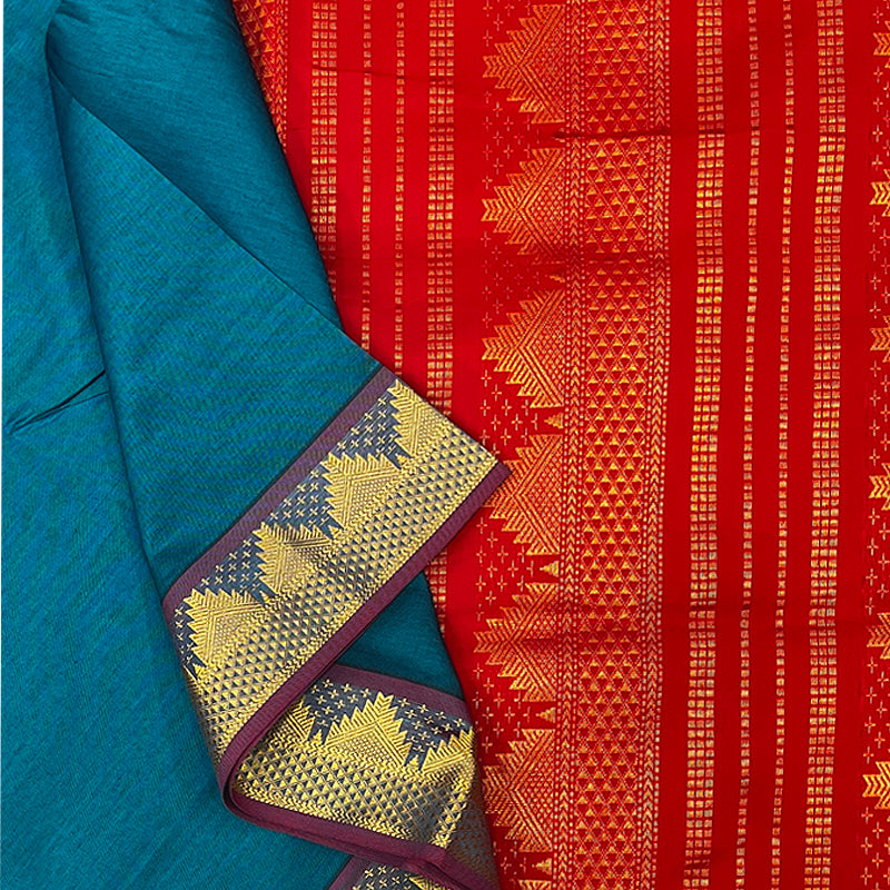Hayagrivas Ramar Blue Semi Silk Cotton Saree SSCBF101F1-7