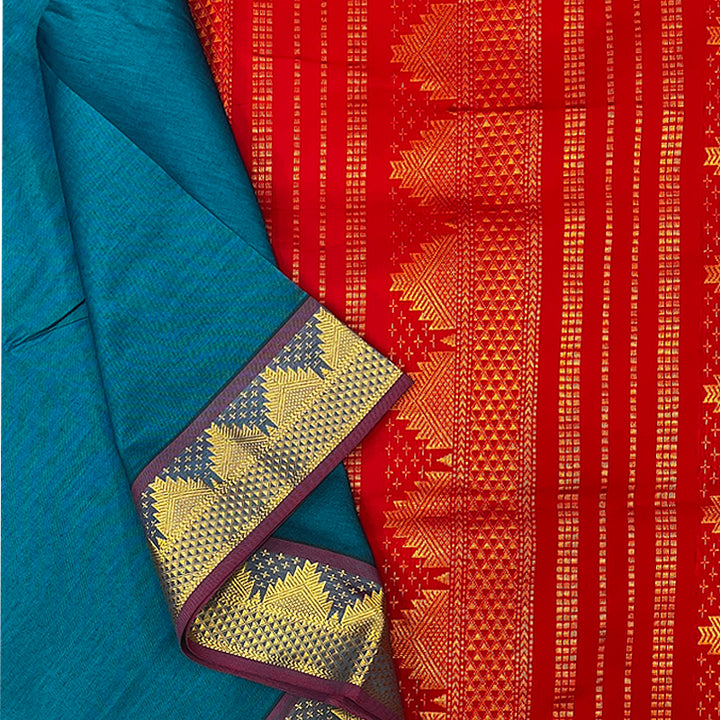 Hayagrivas Ramar Blue Semi Silk Cotton Saree SSCBF101F1-7