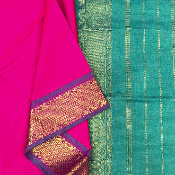 Hayagrivas Fuchsia Pink Semi Silk Cotton Saree SSCBF64E1-24