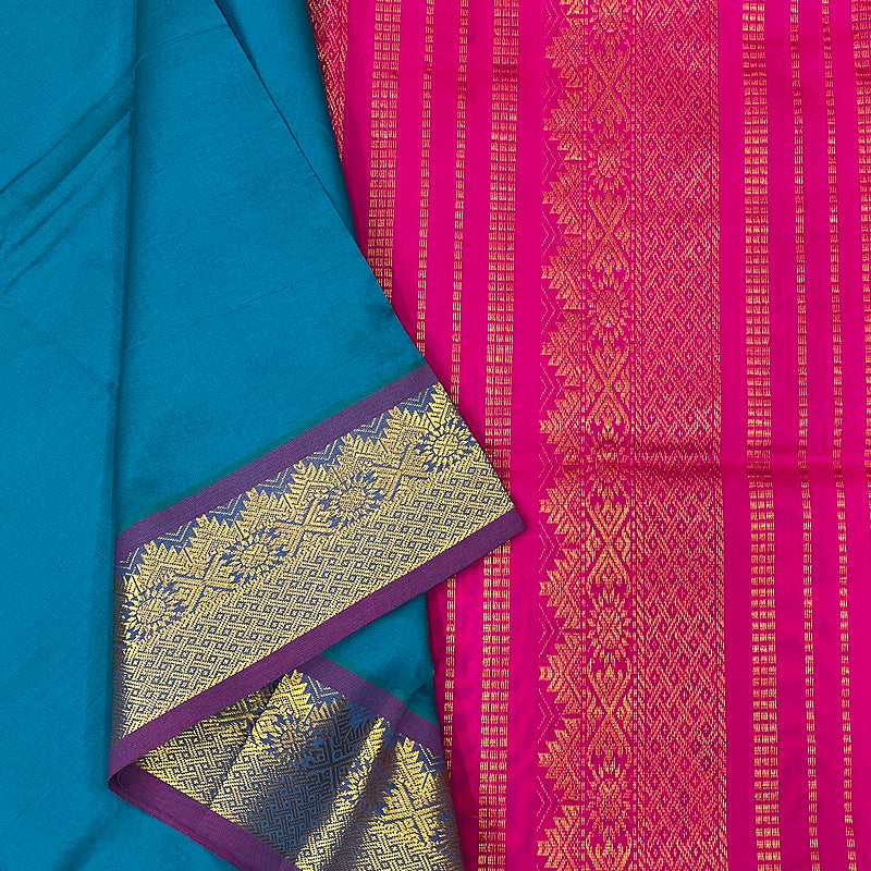 Hayagrivas Sky Blue Semi Silk Cotton Saree SSCBF64E1-47