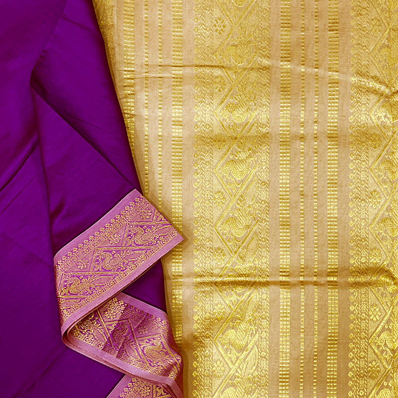 Hayagrivas Vadamalli Purple Semi Silk Cotton Saree SSCBF83F1-51