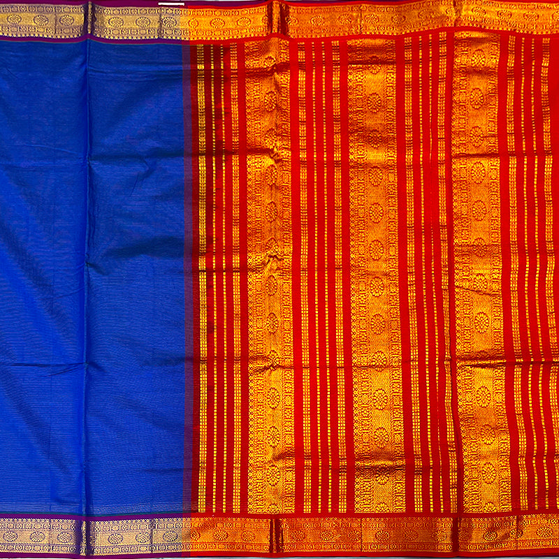 Hayagrivas Peacock Blue Semi Silk Cotton Saree SSCBF83F3-30