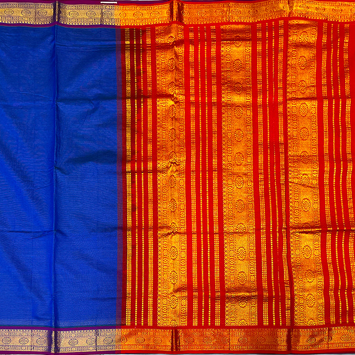 Hayagrivas Peacock Blue Semi Silk Cotton Saree SSCBF83F3-30