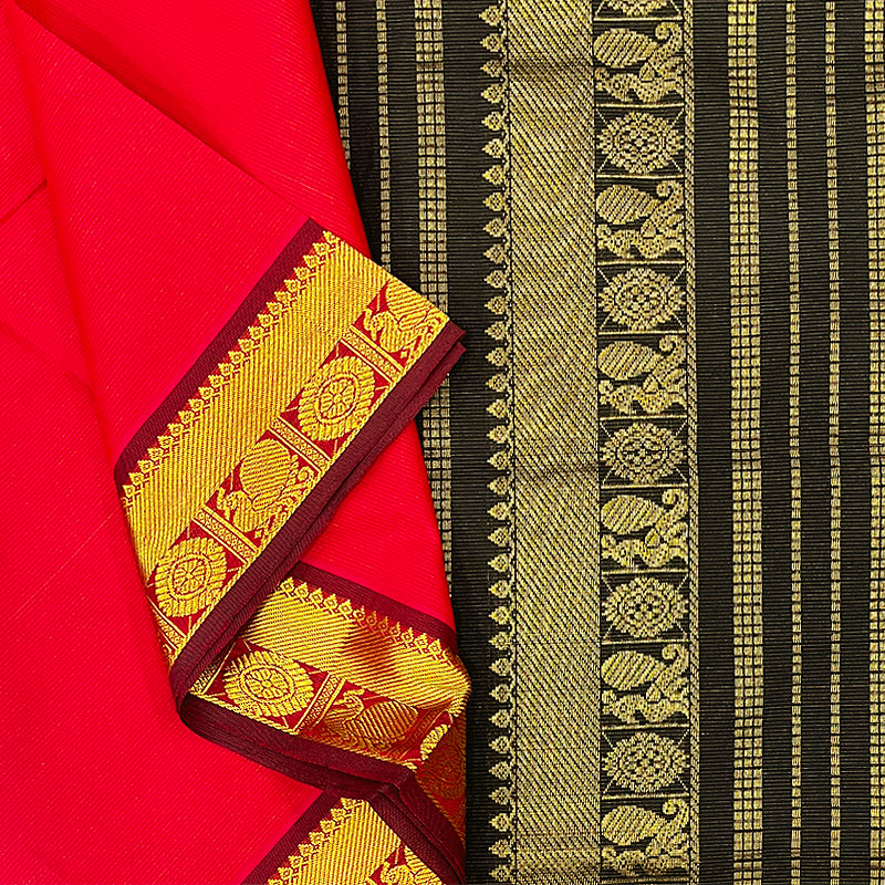 Hayagrivas Red Semi Silk Cotton Saree SSCBF83F3-12