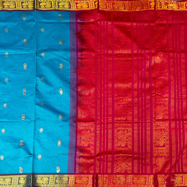Hayagrivas Sky Blue Semi Silk Cotton Saree SSCBF83F4-1