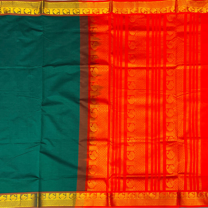 Hayagrivas Peacock Green Semi Silk Cotton Saree SSCBF101F1-73