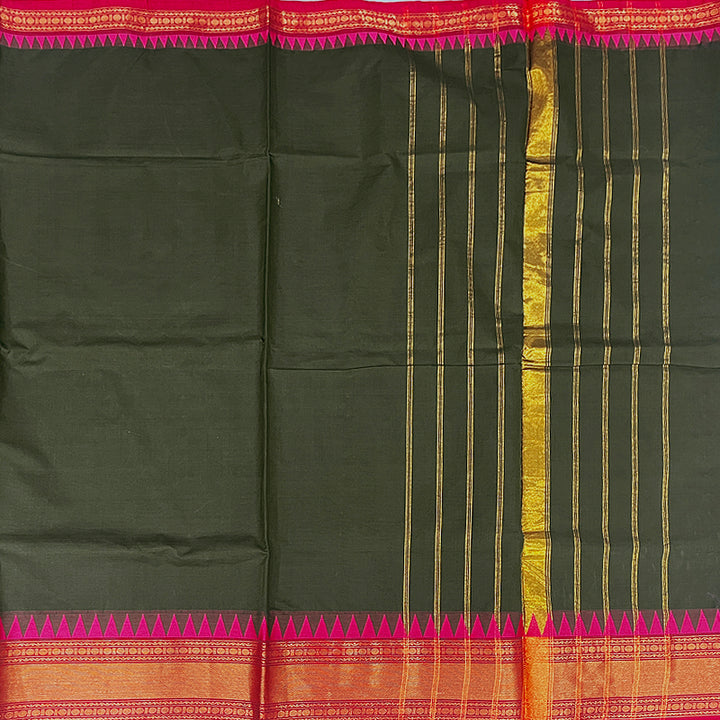Hayagrivas Bottle Green Handloom Chettinad Cotton Saree KSBE86A1-3