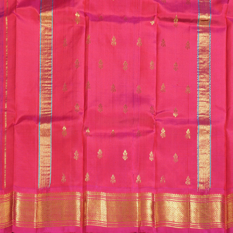 Hayagrivas Peacock Blue Handloom Kanjivaram Silk Saree with Purple Border KBD1502L1-21