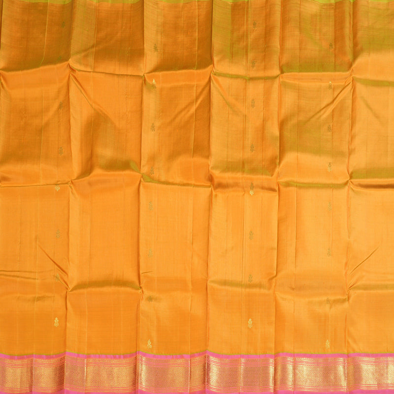 Hayagrivas Mango Yellow Handloom Kanjivaram Silk Saree with Dual Tone (Pink With Yellow) Border KBD1502L1-39