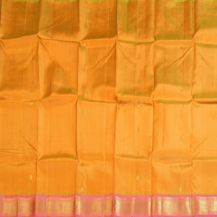 Hayagrivas Mango Yellow Handloom Kanjivaram Silk Saree with Dual Tone (Pink With Yellow) Border KBD1502L1-39