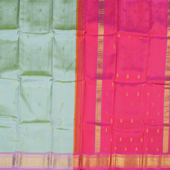 Hayagrivas Handloom Kanjivaram Silk Saree in Mesmerising Light Pastel Green KBD1502L1-5