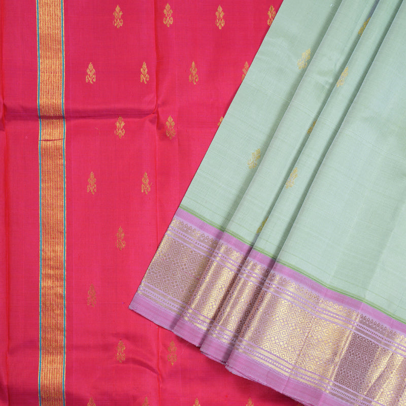 Hayagrivas Handloom Kanjivaram Silk Saree in Mesmerising Light Pastel Green KBD1502L1-5