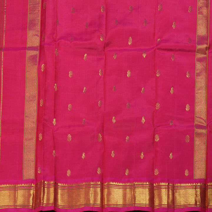 Hayagrivas Parrot Green Handloom Kanjivaram Silk Saree with Pink Border KBD1502L1-8